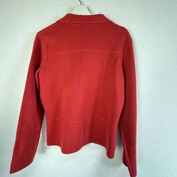 Talbots Womens Petites Small Red Button-Up Knit Blazer Jacket 100% Merino Wool - Picture 2 of 7